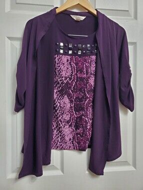 Tradition Purple Fake Cardigan Shirt - Size XS/4 2-4 (Damaged)
